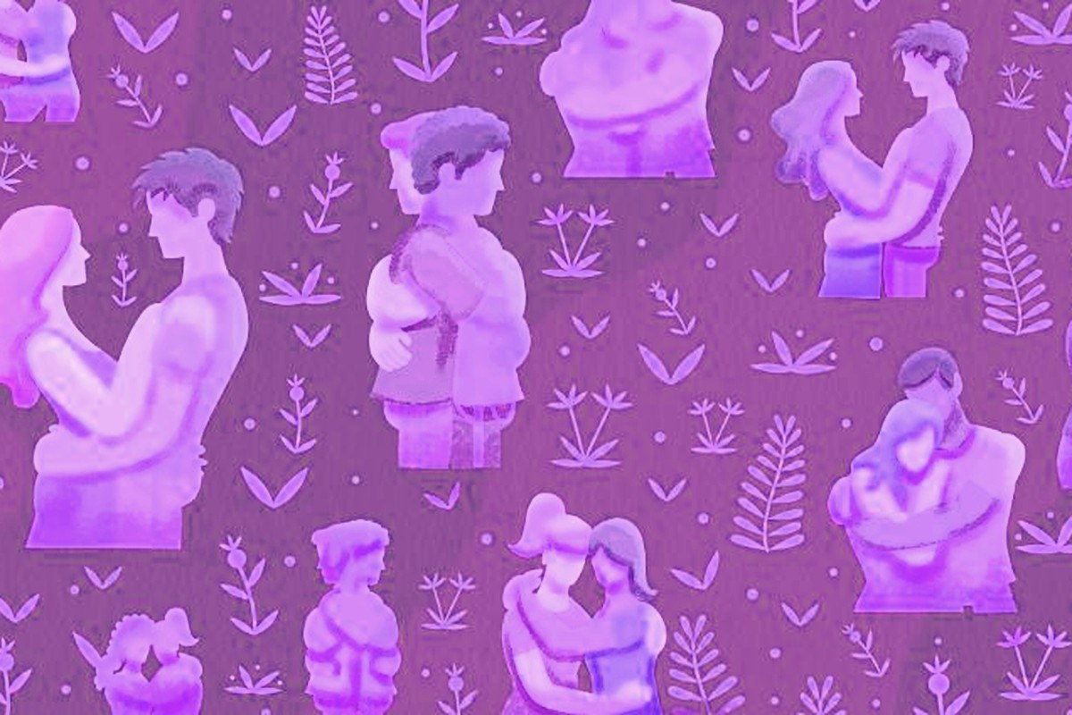 Patrón ilustrado de personas abrazándose unas a otras